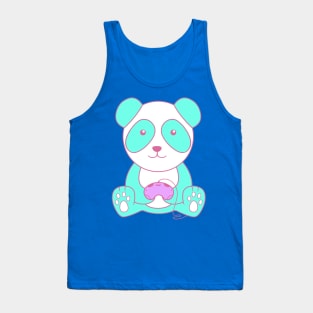 Turquoise Gaming Panda With Controller Tank Top